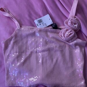 Forever 21 Pink Sequin Crop Top